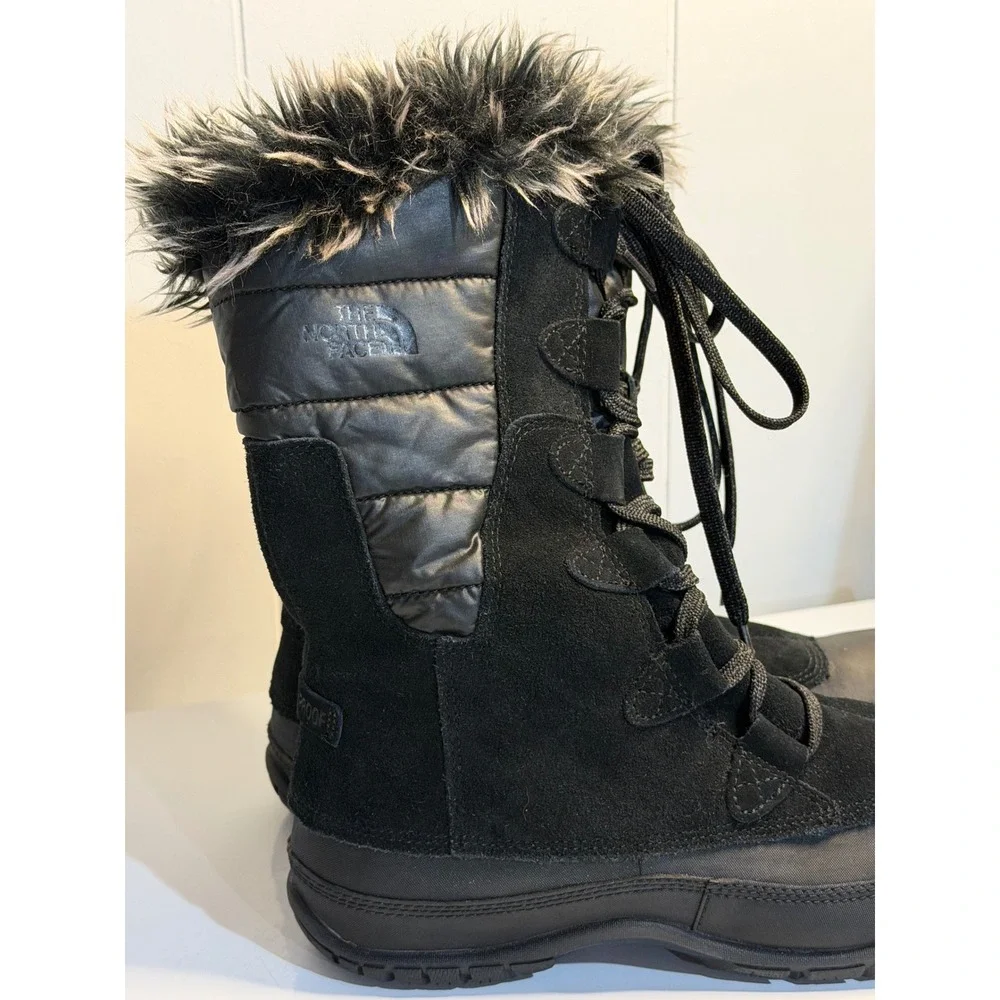 The North Face Snow Boots Black Waterproof Primaloft Faux Fur‎ Winter Womens 7.5